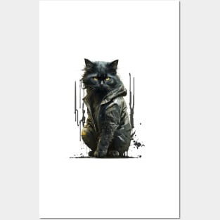 Black Street Cat Gifts Posters and Art